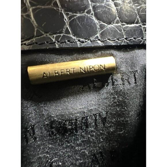 Vintage Albert Nipon Embossed Leather Crossbody Bag Black 7” x 6” - Picture 9 of 16